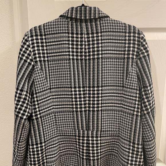 White Black WHBM Houndstooth -Breasted Plaid Blazer Sz.16 2 Outer Pockets - Picture 4 of 8